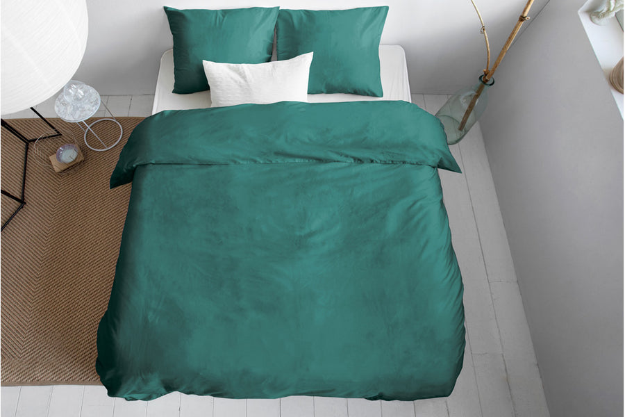 Primaviera Deluxe – Uni Green – Bettbezug – 100 % Baumwolle/Satin