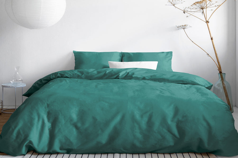 Primaviera Deluxe – Uni Green – Bettbezug – 100 % Baumwolle/Satin